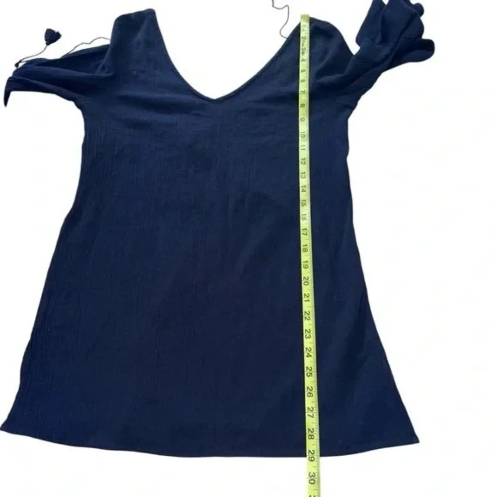 J.Crew Navy Blue‎ Cotton Gauze V-Neck Tunic Top Open Tie Back Small Beachy NWT